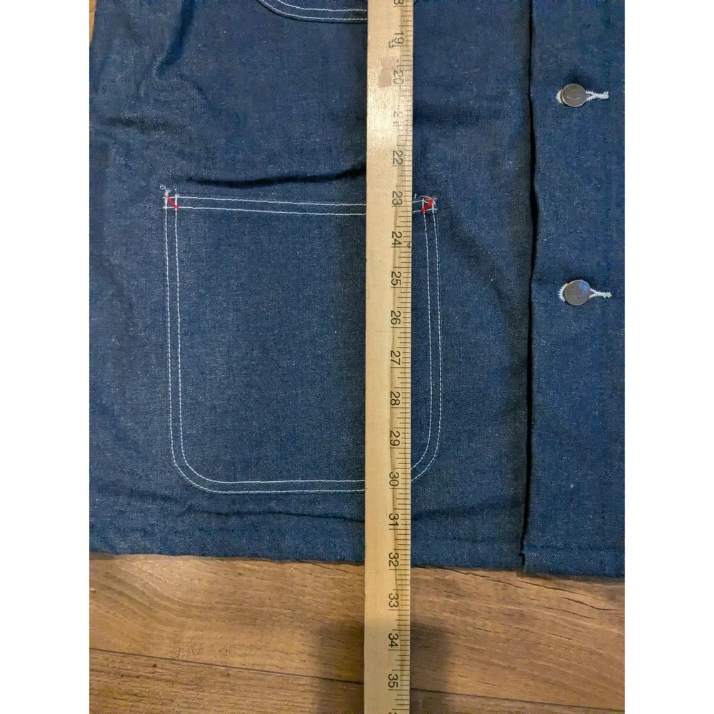VTG Dickies Men Denim Chore Coat Barn Jacket Corduroy Collar Lined Workwear READ